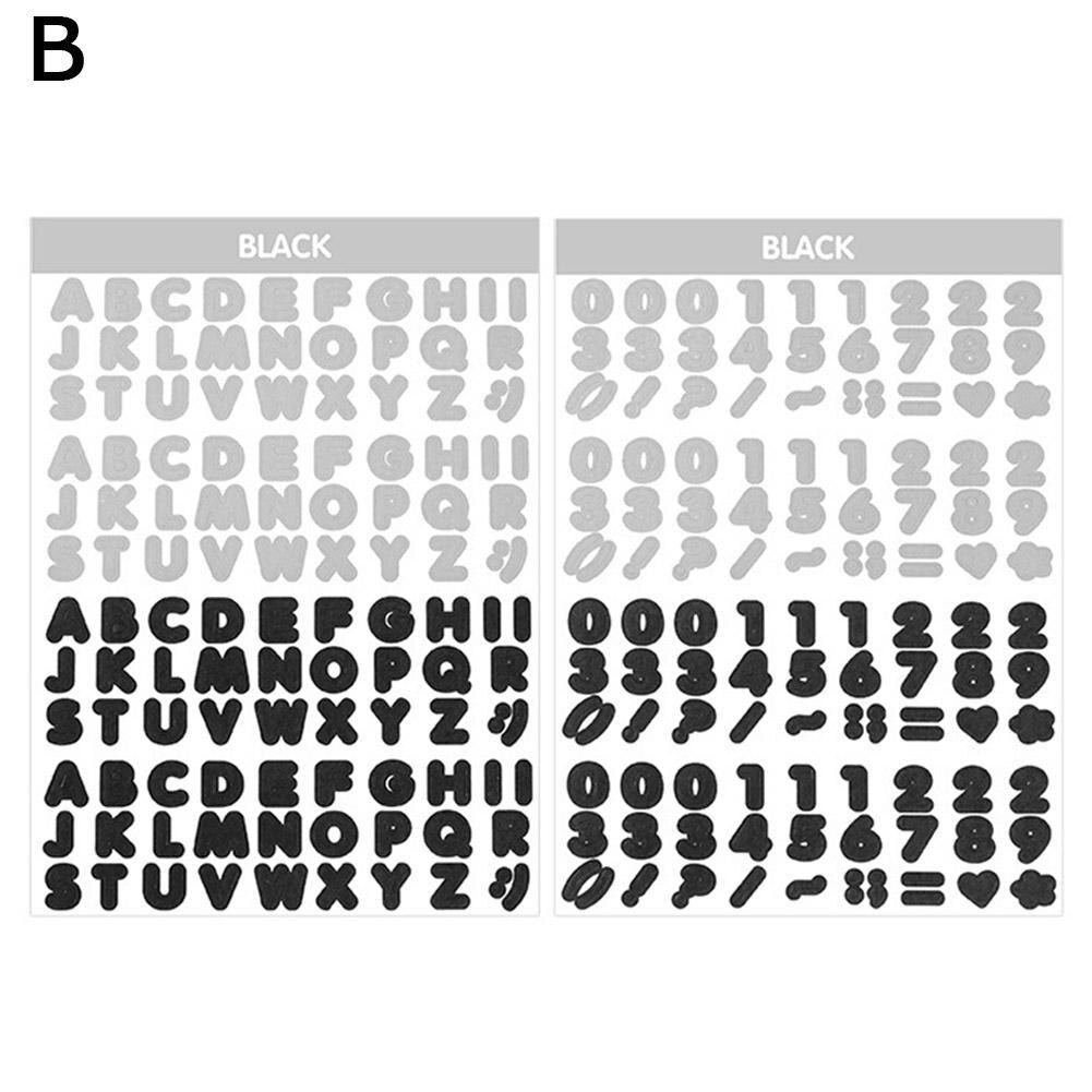 Korean 2pcs Number Digital Sticker Letter Alphabet Stickers Notebook Planner Stationery Scrapbooking Cute Journaling Decora Y1S0: black