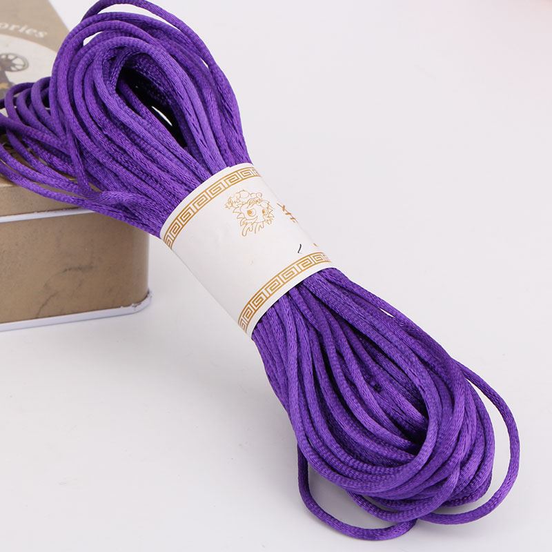 20m färger mjukt satin siden macrame sladdar diy kinesisk knut handgjorda väva rep smycken fynd pärlor dekorativt snöre touw: Lila sladdar
