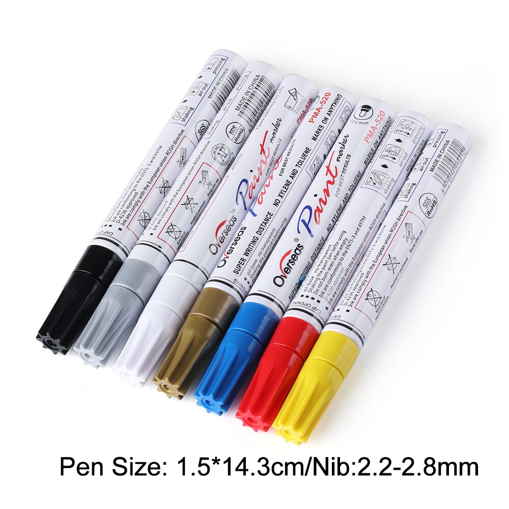 7 farben Universelle Wasserdichte dauerhaft Farbe Marker Stift Auto Reifenprofil Gummi Metall Graffiti Fettige Filzstift
