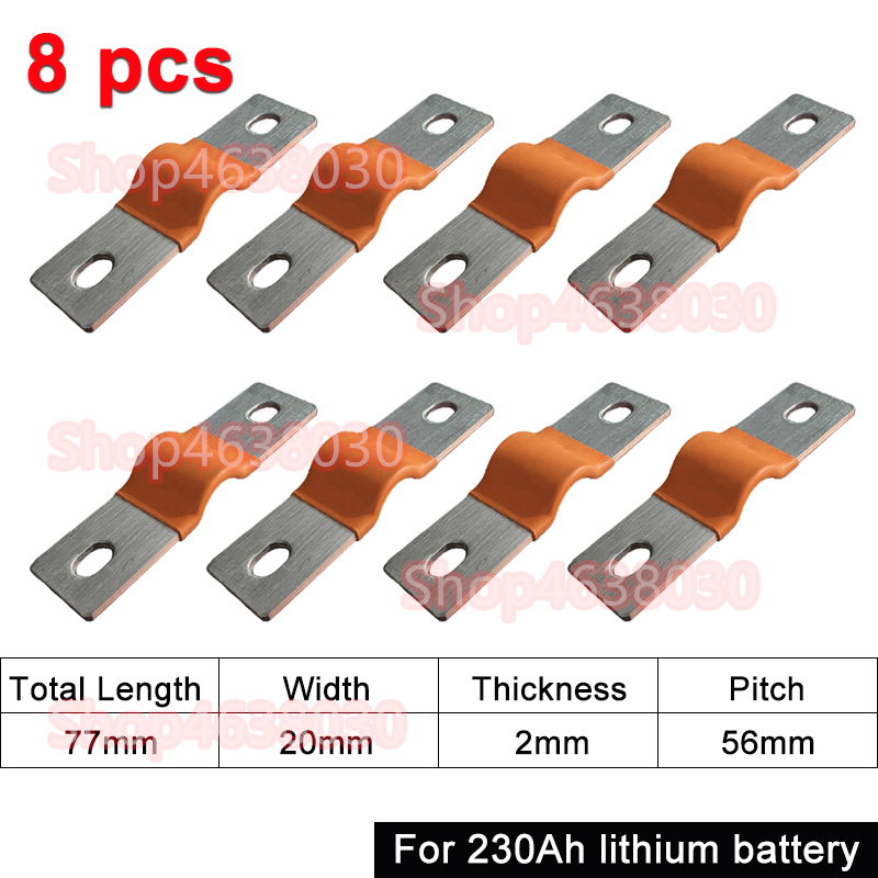 230Ah 280Ah 300Ah 12V Busbar Lifepo4 Battery Flexible Copper Connector 56mm 74mm for Lifepo4 Battery Use 1/2/3/4/8pcs: SKY BLUE