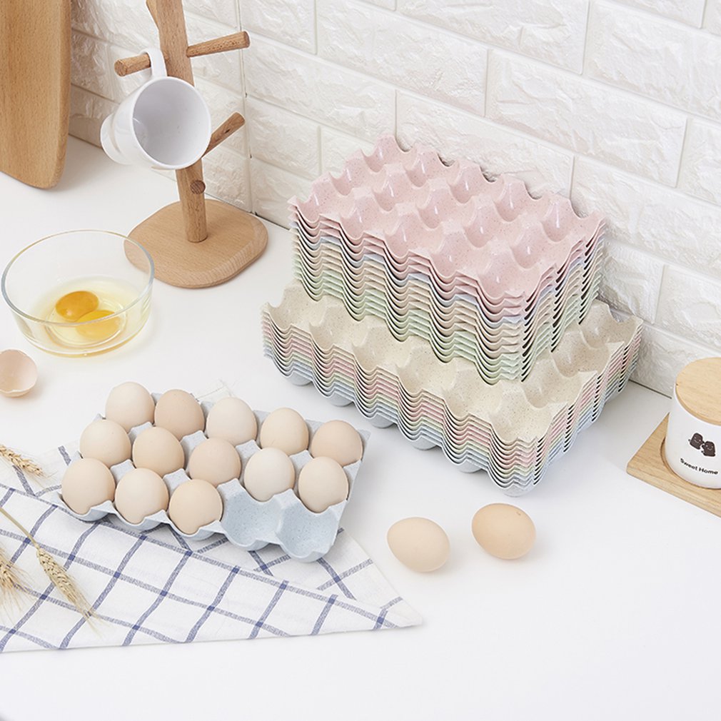 15/24 Grid Wheat Straw Egg Storage Box Refrigerator Stackable Egg Container Egg Dispenser Capacity Kitchen Storage Supplies