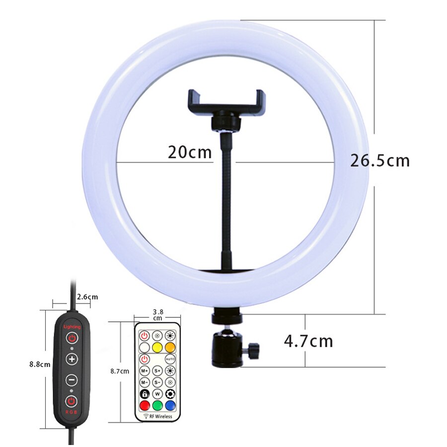 10 inch RGB Circle Fill Light Selfie Ring Light Colorful Lamp with Tripod Stand Dimmable Neon Sign For Youtuber Tik Tok Live