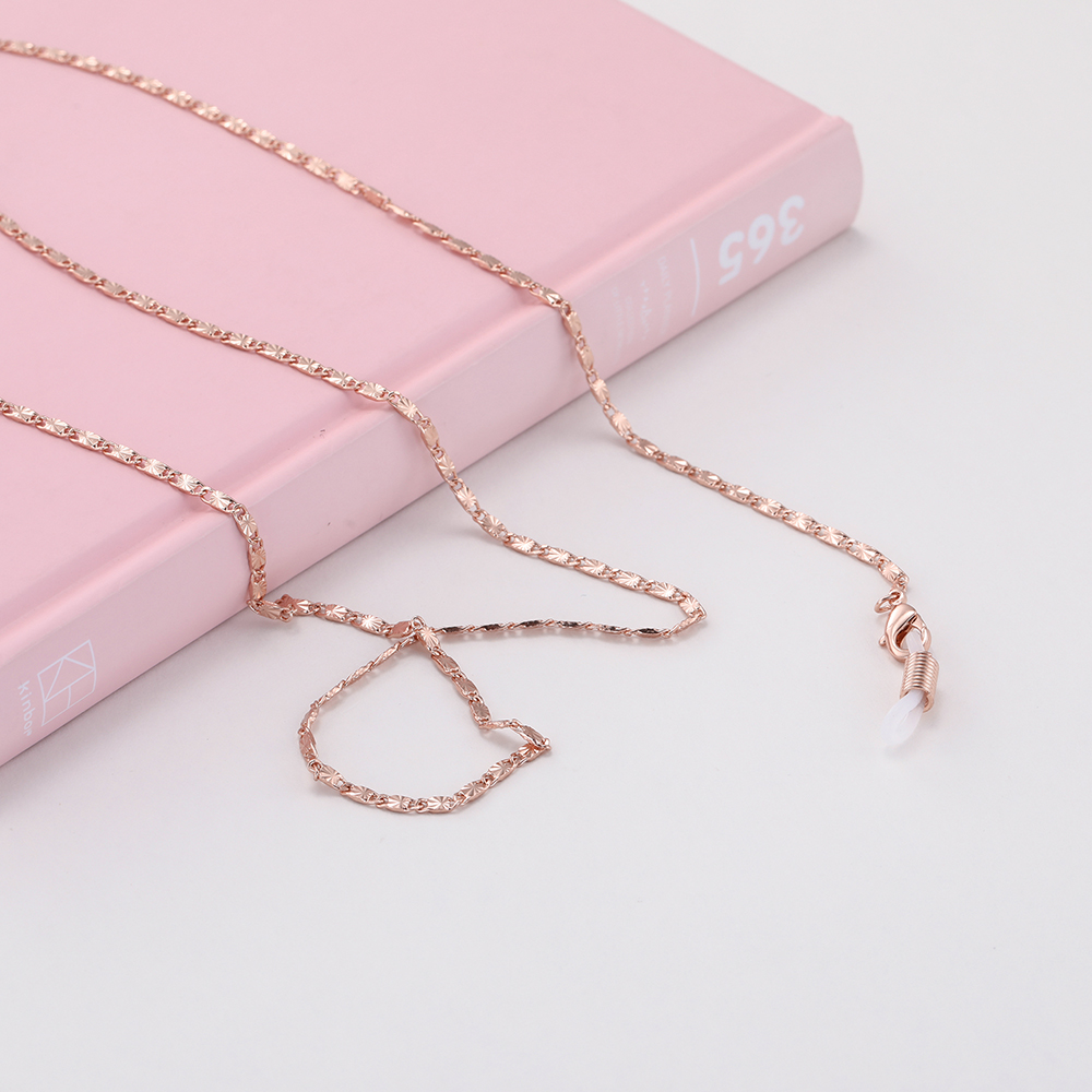 Dawapara lanyard til briller snor briller tilbehør metal prægning solbriller kæde hals snor stropholder rosa guld