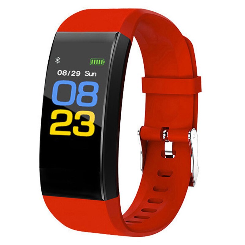 Voor 115 Plus Smart Horloge Bluetooth Sport Horloges Gezondheid Smart Polsband Hartslag Fitness Stappenteller Armband Horloge: Rood