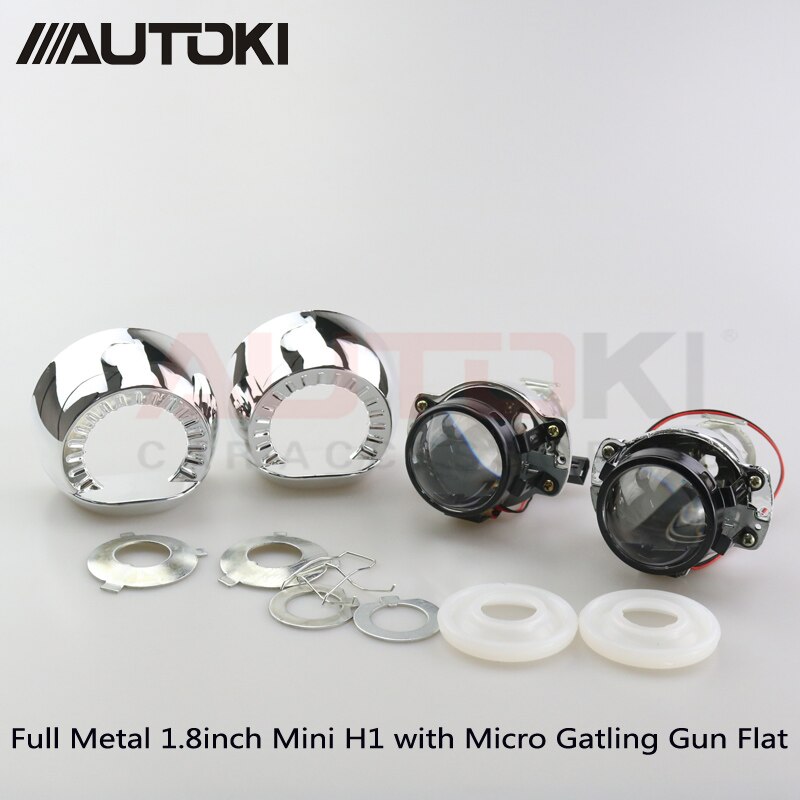 2 unids/lote Autoki LHD/RHD 1,8/2,0 pulgadas H1 Mini lente de proyector bi-xenón + cubierta para faros de coche H4 H7 9005 9006