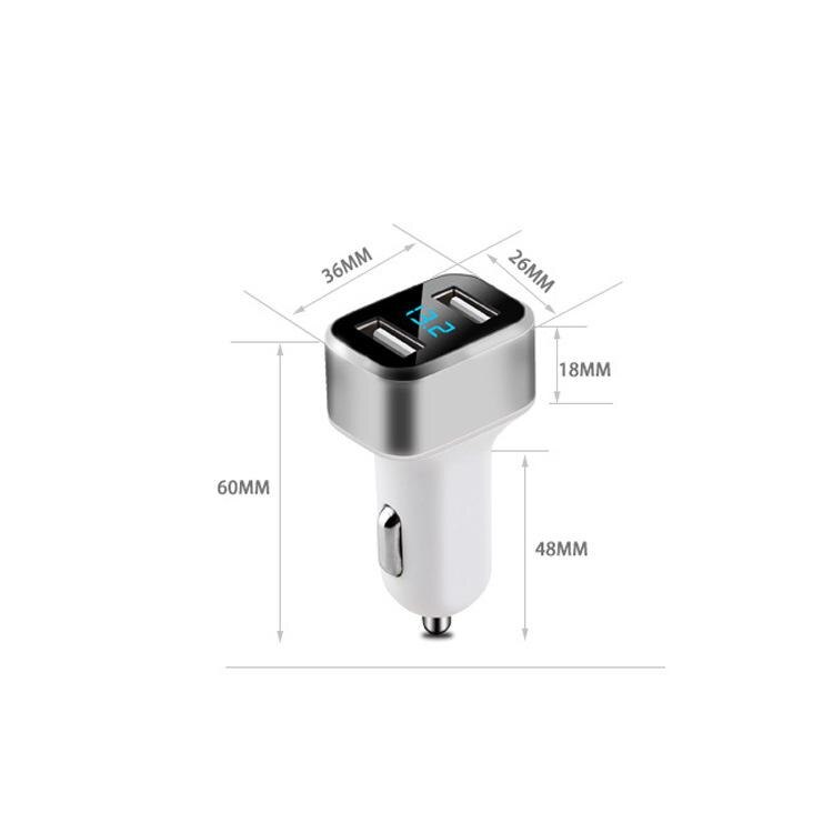 Dual USB Car Charger Fast Charging Mobile Phone Charger 12/24V Digital Display Plug Power Glow Adapter Cell Phone Car Charger