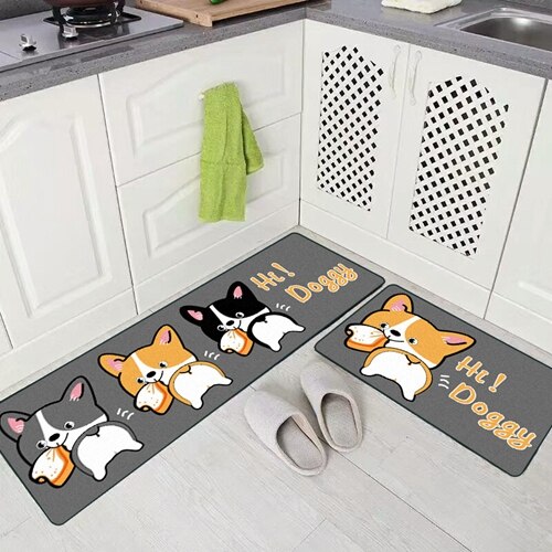 Longue cuisine tapis salle de bain tapis mignon dessin animé chien Style moderne cuisine tapis Tapete absorbant chambre salon entrée paillasson: Kitchen Mat2 / 50x160cm