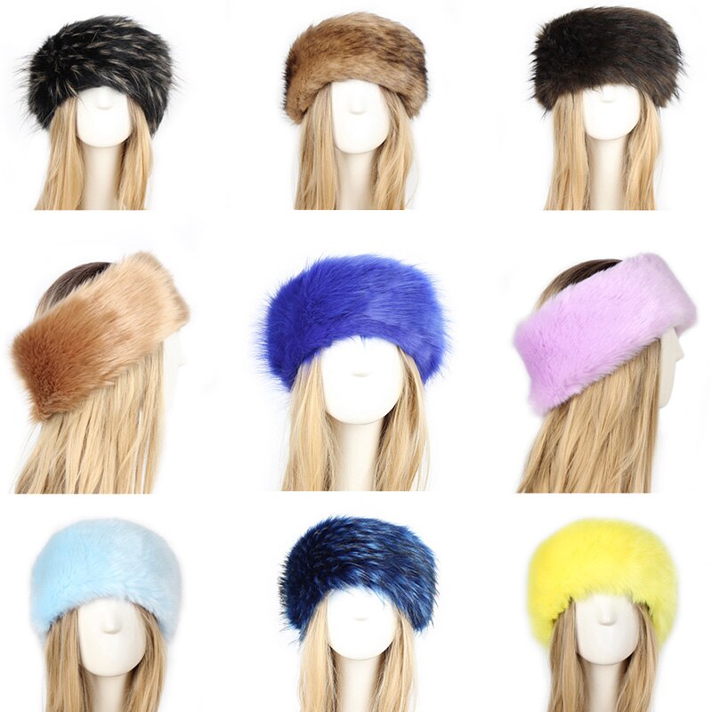 draussen Winter Dicken Pelzigen Haarband Flauschigen Russische Faux Pelz Hütte Frauen Mädchen Pelz Stirnband Hütte Ohrenschützer Ski Hüte