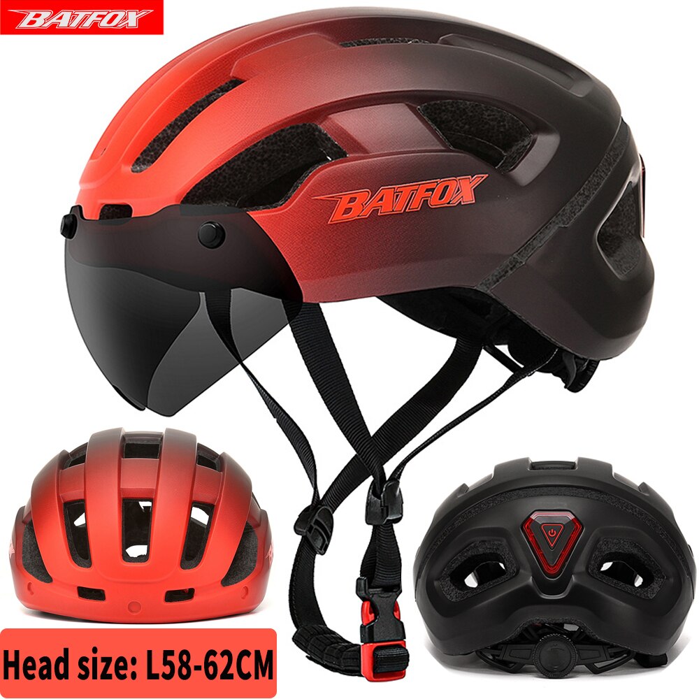 Batfox-casco de ciclismo con luz Led para hombre, protector de cabeza para bicicleta de montaña, con carga USB, moldeado integralmente, magnético, Google