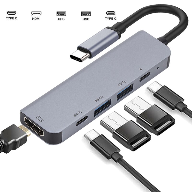 8 in 1 Aluminum alloy USB-C HUB Type-C To HDMI+USB 3.0+PD charging cable RJ45 Ethernet Micro SDTF OTG Adapter 3 in 1, 5 in 1