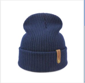 Mode Vrouwen Mannen Winter Hoed Gebreide Skuilles Mutsen Voor Vrouwen Hoeden Bivakmuts Unisex Winter Cap Mannen Hoed: navy blue
