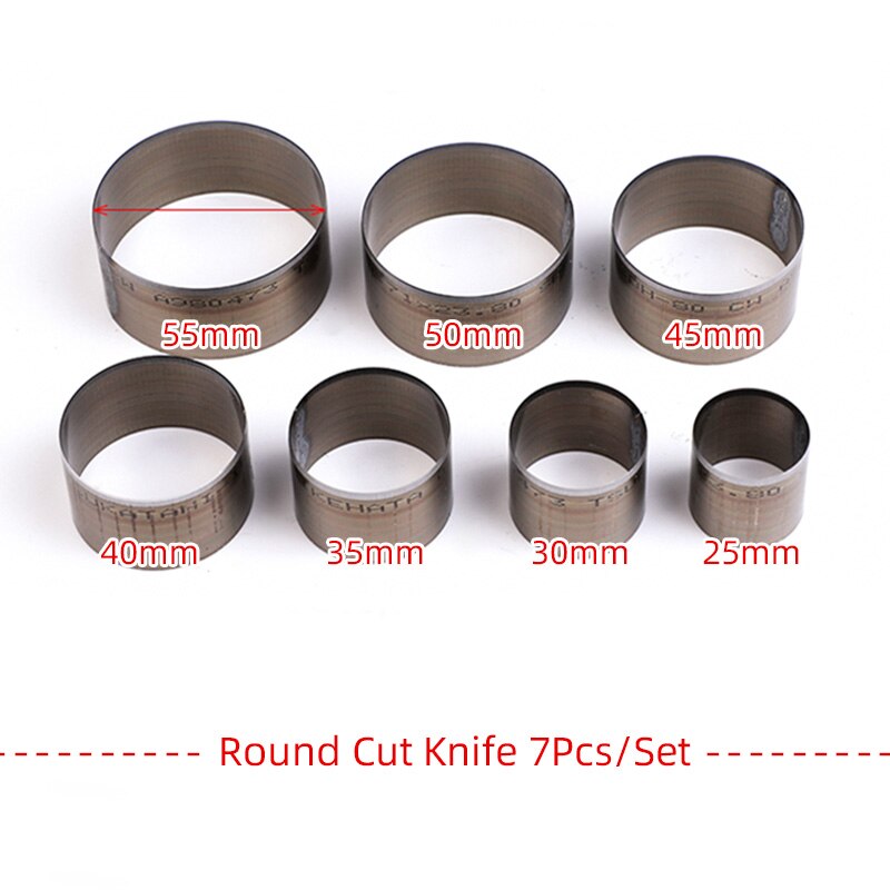 7Stck Leder Stanzen hohl Stanz werkzeug runde bilden Schneid bilden einstellen für Hand gefertigte DIY Kunstleder und Papier flocke 25-55mm: Licht Grau