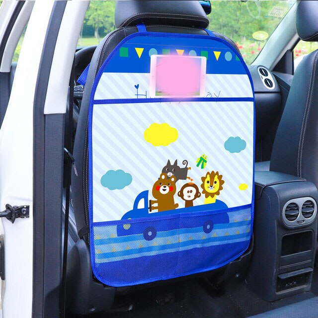 2 stk tegneserie bil anti-kick mat beskyttelsesdæksel til auto forsæde børn anti snavsmåtte vandtæt universal opbevaringspose: 2 xstyle 4