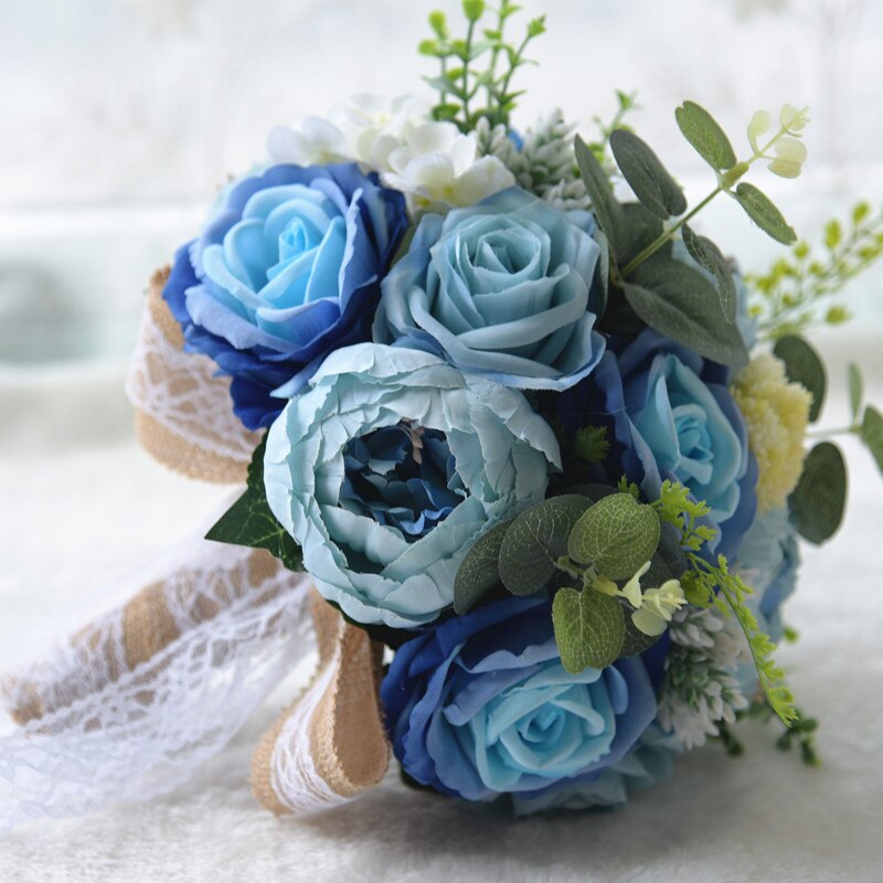 braut Strauß Elfenbein Rose Werfen Hochzeit Blumen Brautjungfer Bouque, Heimat dekoration, Emulation, hochzeit Strauß: 24cm 3