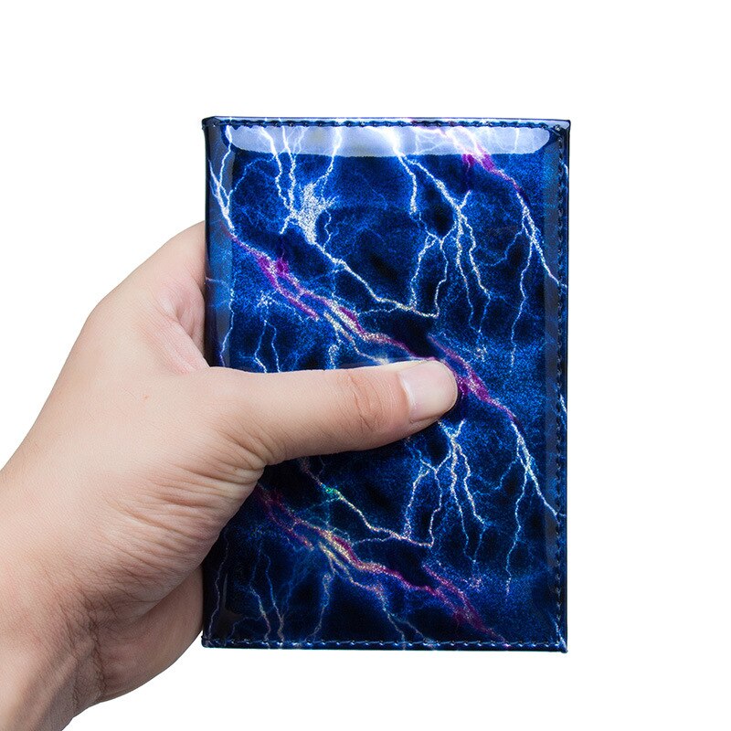 Zoukane Pu Leather Lightning Striped Passport Cover Blue Holder Passport Shiny Cover Man Folders Tickets ZSPC02