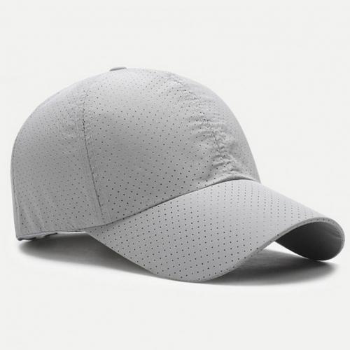 Baseball Cap Ademend Snel Droog 2 Materialen Verstelbare Sport Cap Voor Wandelen: Lichtgrijs