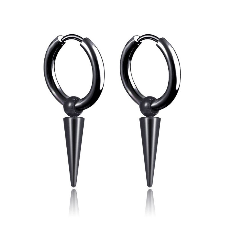 Mode Klinknagel Taper Rvs Earring Voor Vrouwen Mens Classic Punk Stud Oor Sieraden 2 Stuks: A stud black