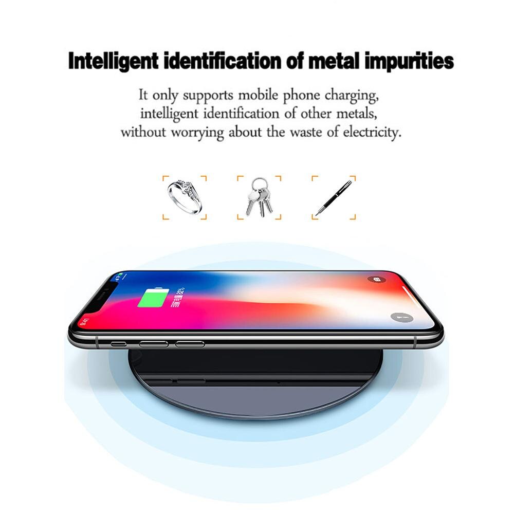 Ultraslank qi trådløs oplader, opladerpude, abs-ramme til iphone x/iphone 8/8 plus galaxy  s8/ note 8/s7/s7 kant sort