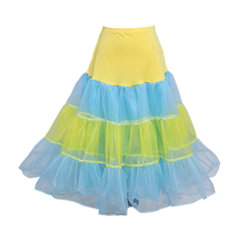 Women Contrast Candy Color Stripes Petticoat Ruffles Soft Tulle Party Tutu Skirt X7YC: 4
