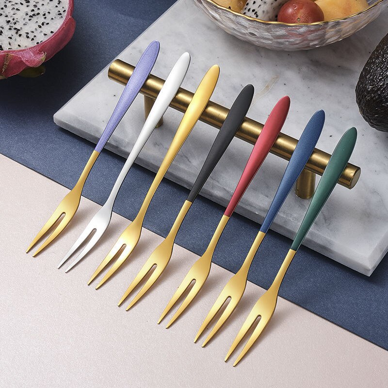 Fruit Fork Set Stainless Steel Fruit Fork INS Nordic Fruit Stick Fruit Plug Cute European Style Small Luxury