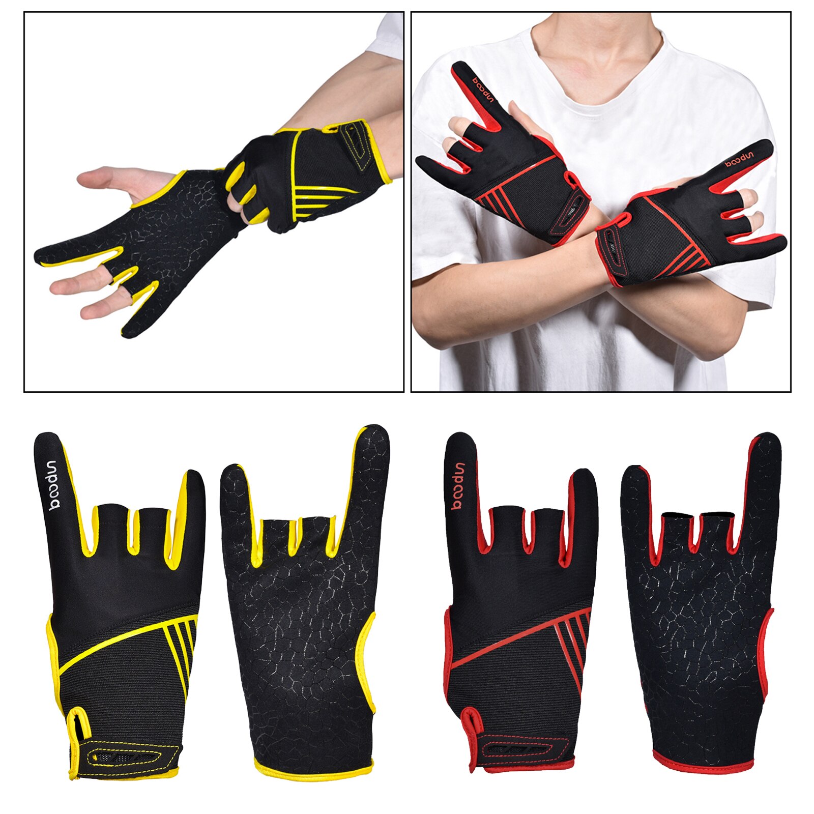 Guantes de bolos antideslizantes para hombre y mujer, equipo deportivo de medio dedo, transpirables, 1 par