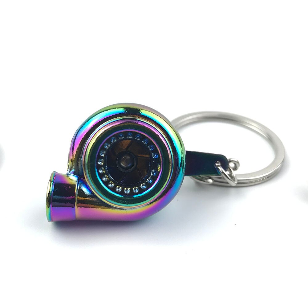 Whistle Sound Turbo Keychain Sleeve Bearing Spinning Auto Part Model Turbine Turbocharger Key Chain Ring Keyfob Keyring