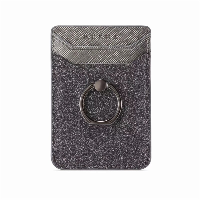 Etui na telefon naklejki marmuru skórzany telefon komórkowy tylna karty portfel z uchwytem na kartę kredytowa, dowód osobisty kieszeń na kartę samoprzylepna naklejka torba saszetka na telefon: Sand-Black