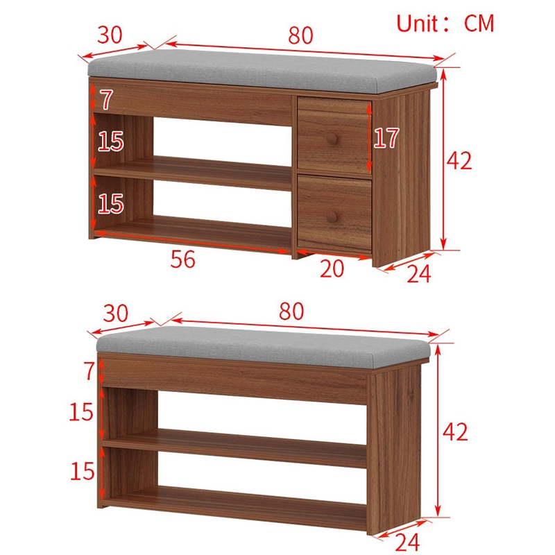 Nordic Entrance Shoe Bench Storage Stool Multi-function Double-layer Shoe Rack Living Room Sofa Stool