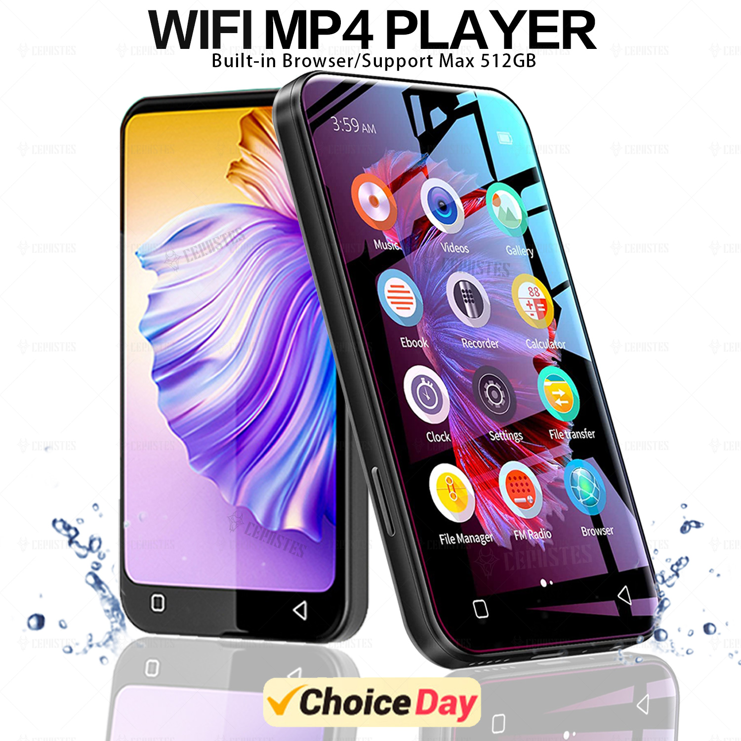 Reproductor MP3 portátil con Bluetooth, WiFi, MP4, MP5, sonido HiFi, música, pantalla táctil completa de 4,0 pulgadas, FM, grabadora, navegador, soporte máximo de 512GB