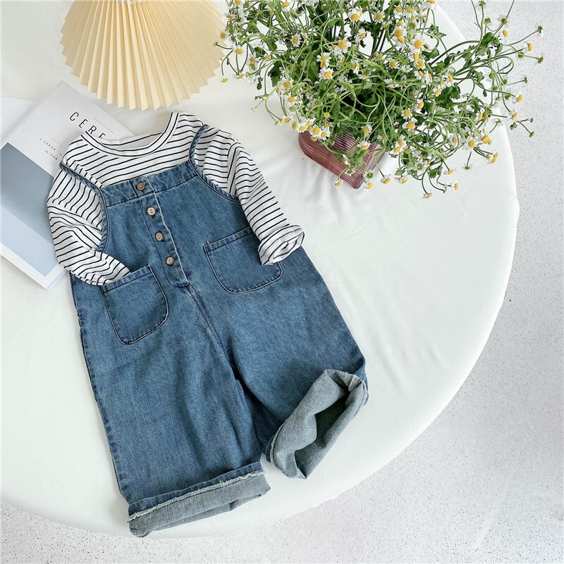 Lente Jongens Meisjes Mode Denim Overalls Unisex Losse Alle-Match Bib Broek Kinderkleding