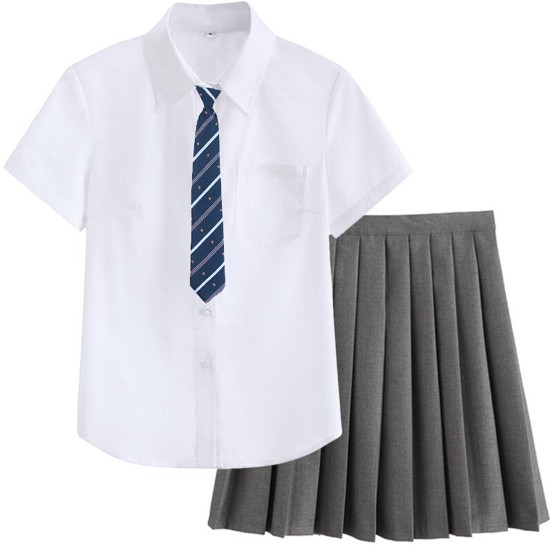 Japanischen GRAU schuluniform JK kurz-hülse o-ansatz ausgestattet taille hemd Japan orthodoxie Shirt falten Felsen JK Uniform einstellen: kurz Shirt / XL