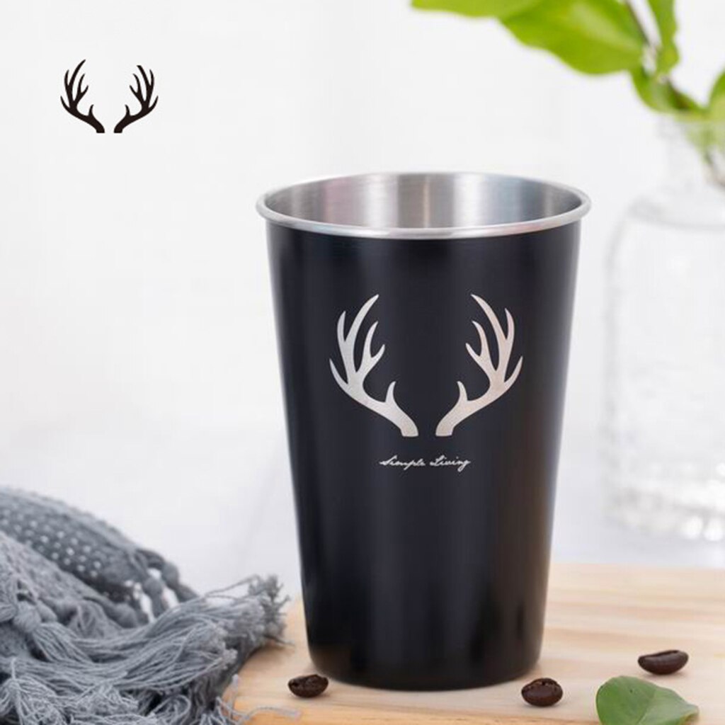 500ML Beer Mug Ice Cold Coffee Beverage Cup Reusable for Bar Home Restaurant Coffee Beer Mugs Stainless Steel Tumbler Cup: Style D