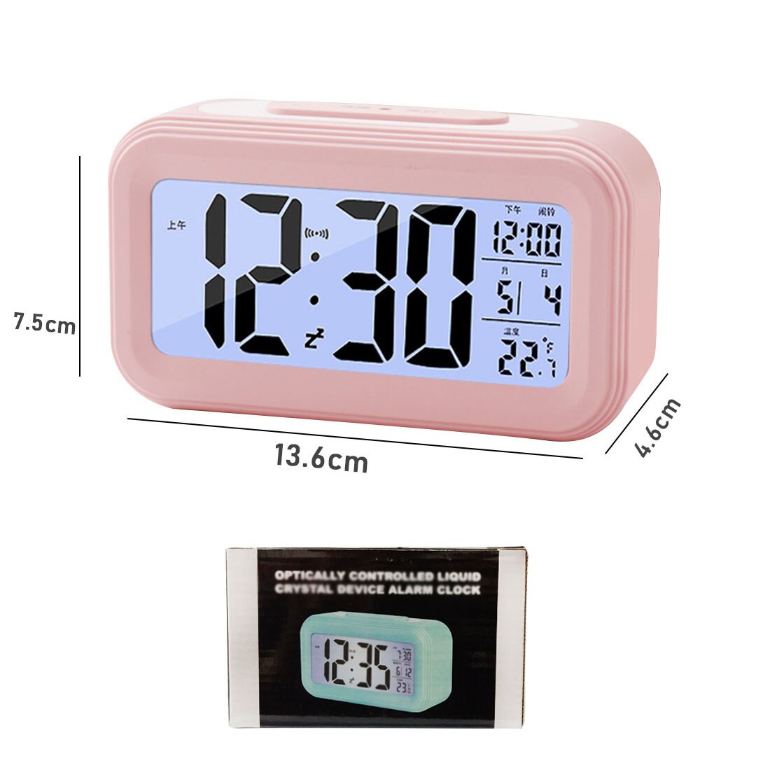 Led Digitale Wekker Smart Mute Backlight Elektronische Klok Temperatuur Kalender Snooze Functie Wekker: Pink