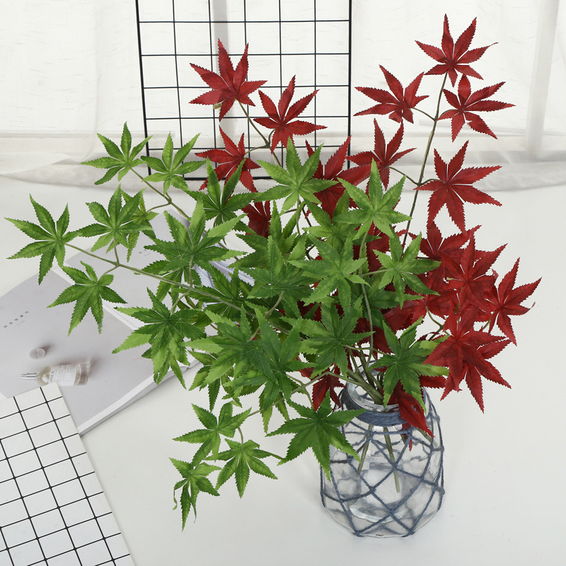 Autumn Maple Leaf Artificial Silk Green Plant Decor for Home Party Christmas Garden Maple Leaves Plant Wall Decor