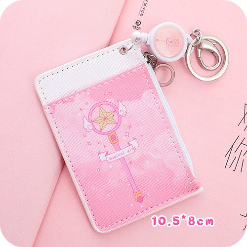 Cute Retractable Reel Coin Purse Women Mini Slim Wallet Student PU Small Clutch Female Cartoon Card Holder Bag Wallet: Magic wand