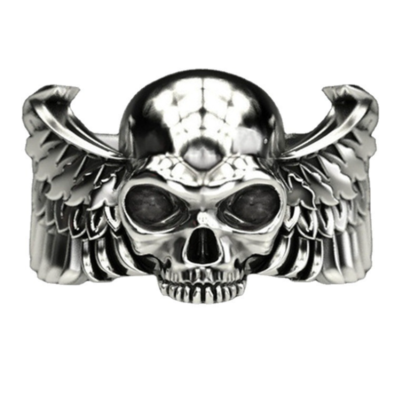 Men&#39;s Ring Retro Exaggerated Devil Wings Punk Skull Man Ring Luxury Jewelry for Men