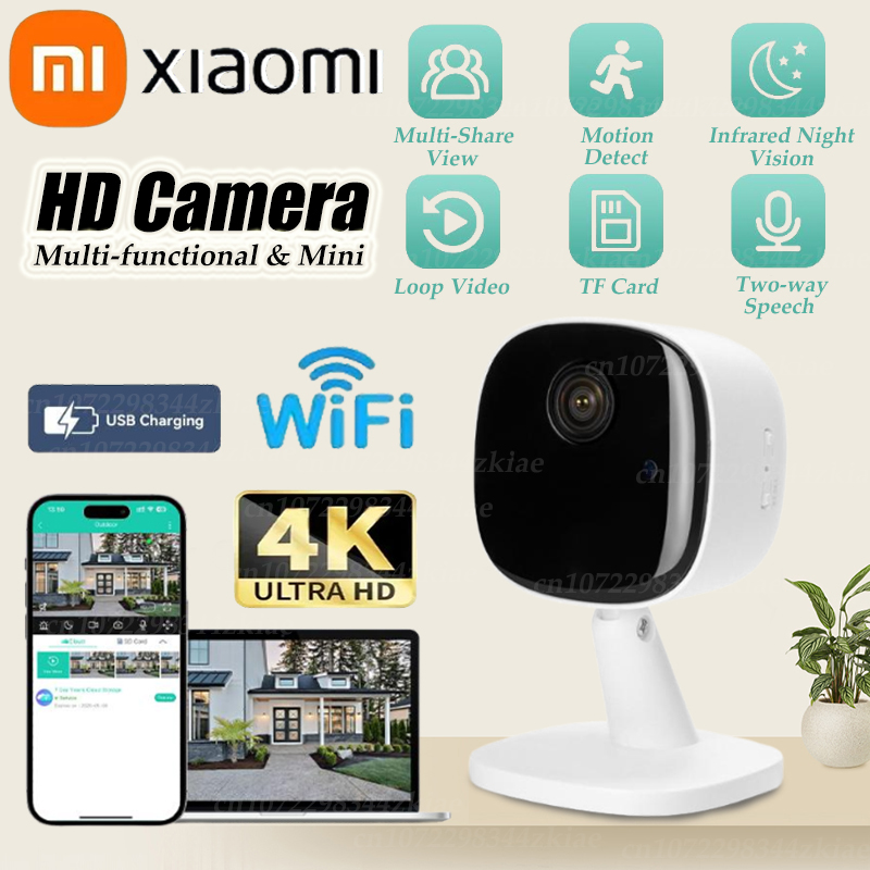 Xiaomi 4K Beveiligingscamera WiFi-monitor met tweewegaudio Infrarood Nachtzicht Bewegingsdetectie Thuisbewaking Multi-Share View