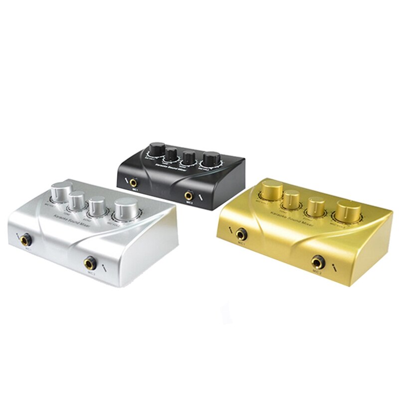 Draagbare Dual Mic Ingangen Audio Sound Mixer Voor Versterker &amp; Microfoon Karaoke Ok Mixer Eu Plug