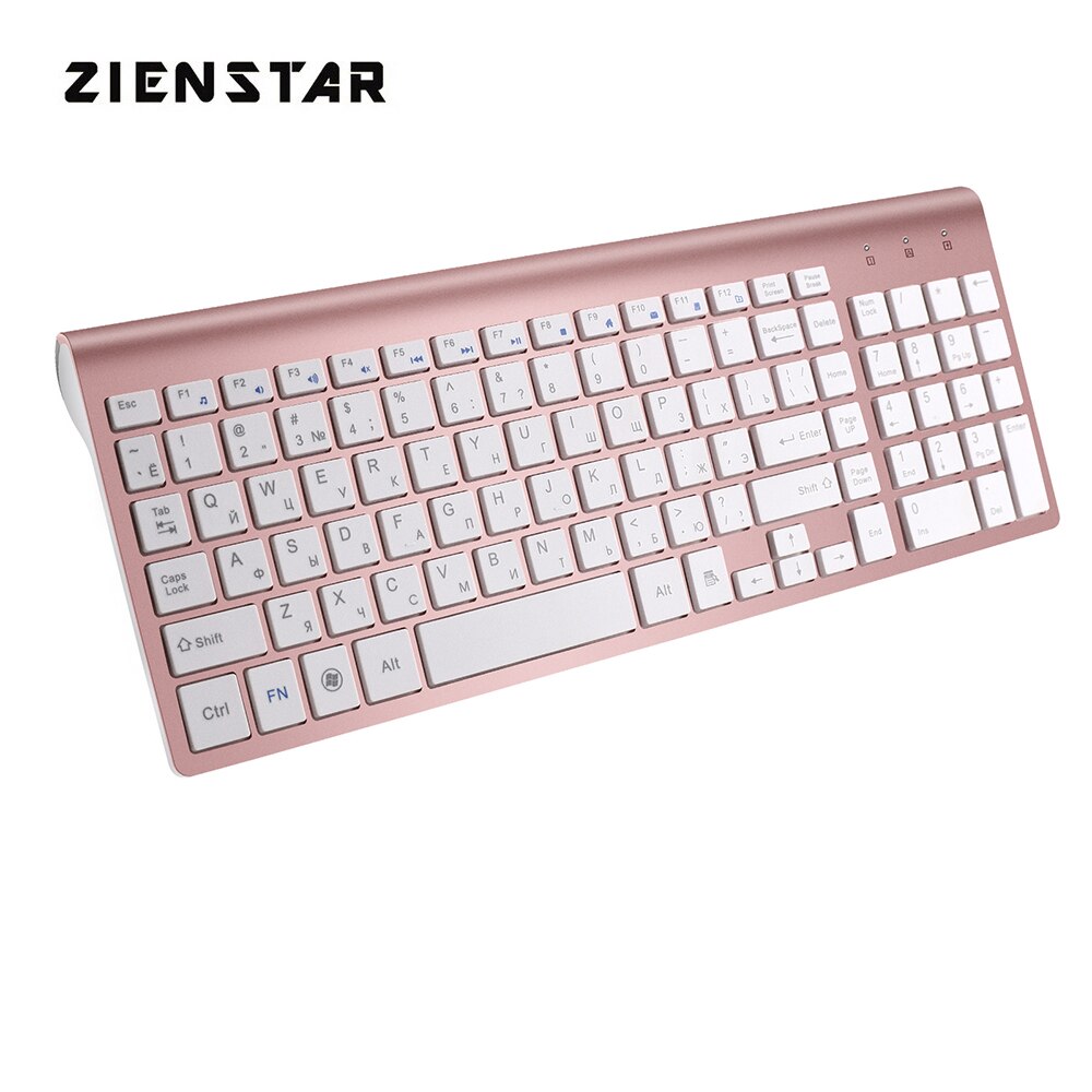 Zienstar – clavier muet sans fil anglais 2.4 ghz, connexion Stable avec récepteur USB, 4 couleurs, pour présentation de voyage au bureau et à la maison