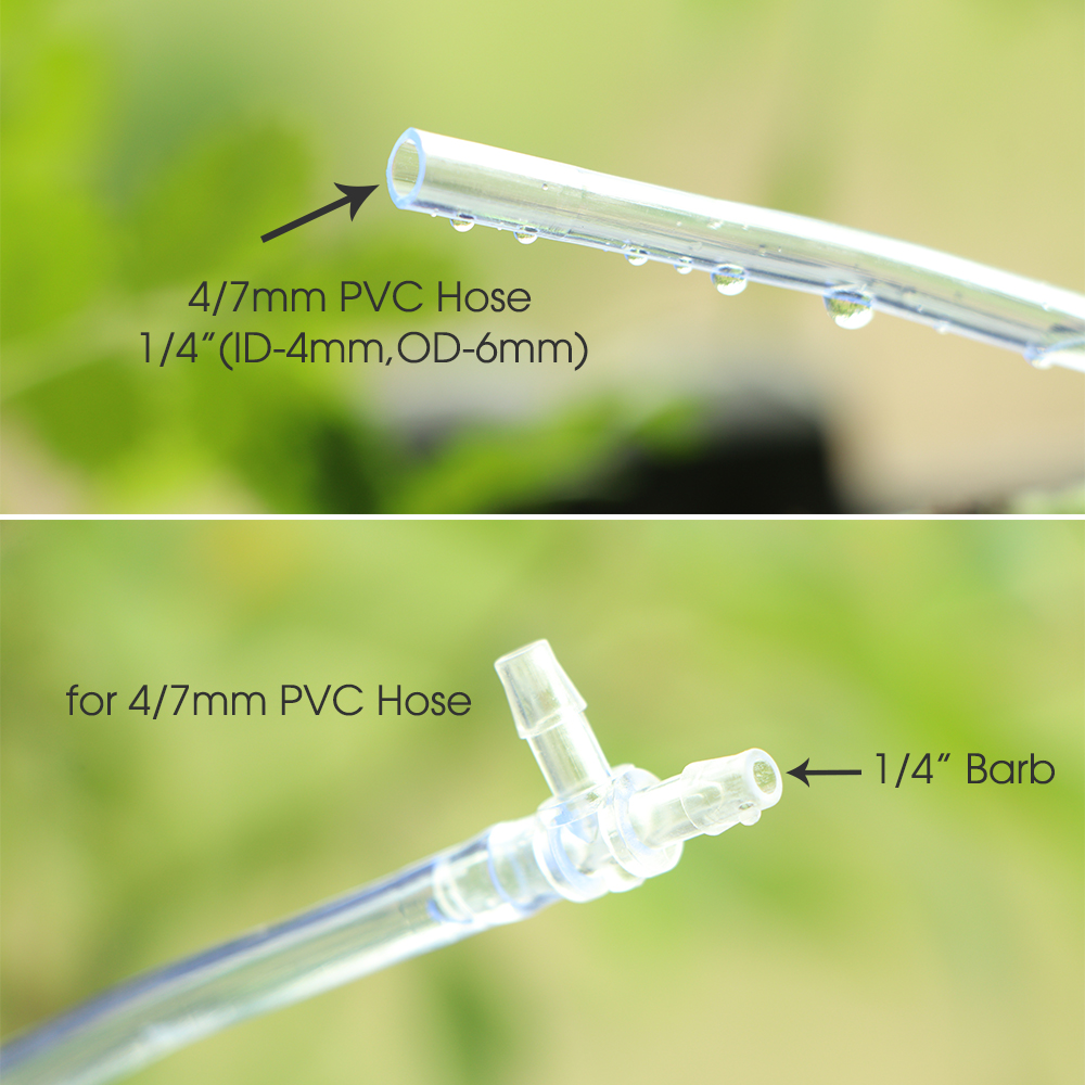 1/4" Clear PVC Hose Regulating Valve Dropper Drip Irrigation Kit for Garden Balcony Plants Pots Siphon Principle Watering System