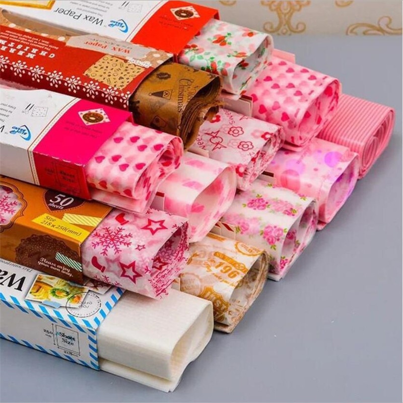 50Pcs/Lot Wax Paper Food Grade Grease Paper Food Wrappers Wrapping Paper For Bread Sandwich Burger Fries Oilpaper Baking Tools