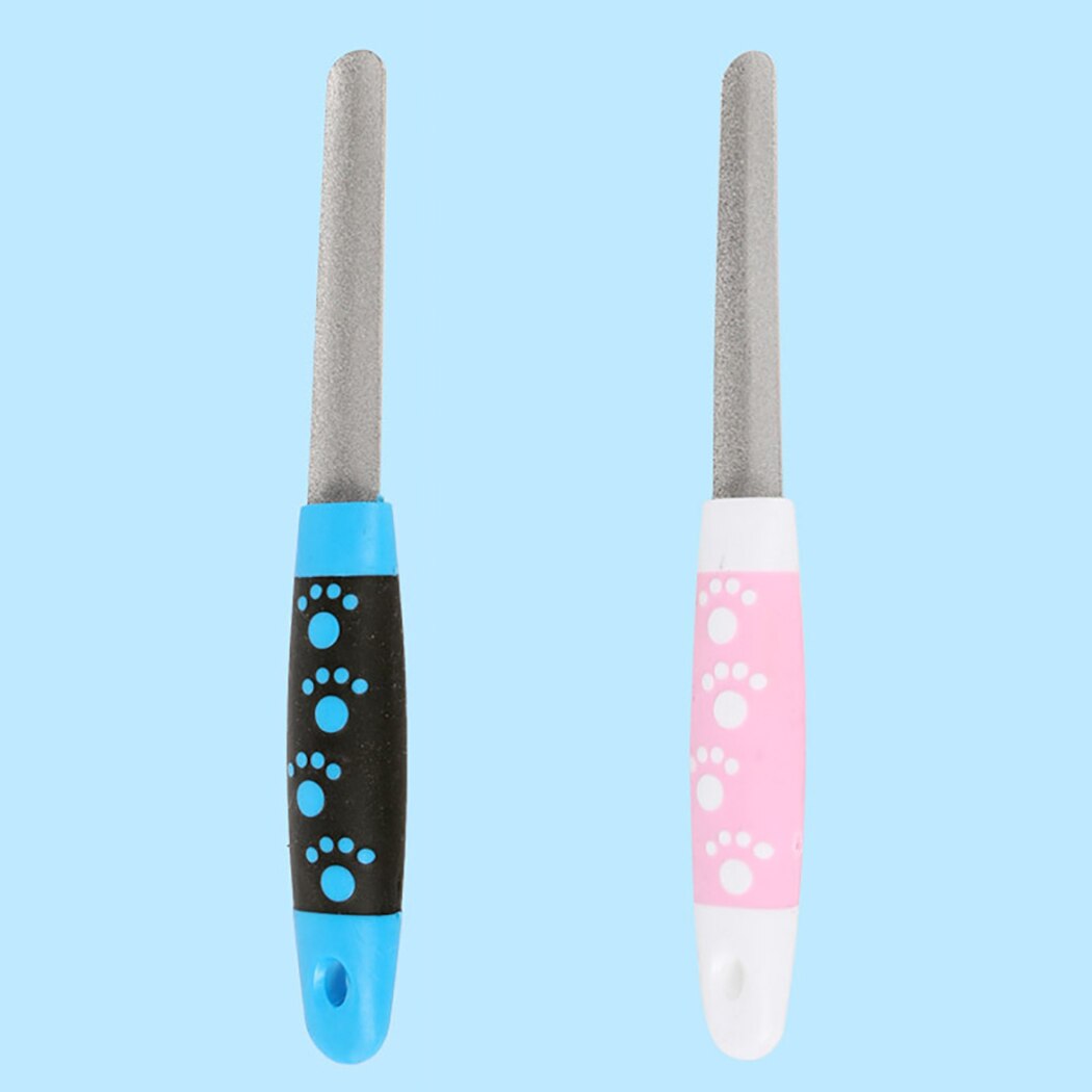 1PCS Pet Nail File Silicone Handle Stainless Steel Fingernail File Cat File for Dogs Cat Nail File Claw Cutters Cut The Nails