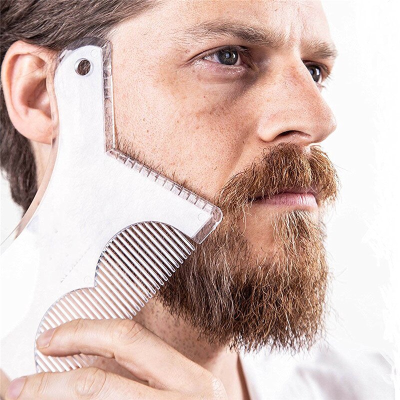 1pc menn skjegg forming styling mal kam gjennomsiktig #39 skjegg kammer skjønnhetsverktøy for hår skjegg trim maler frisyrer