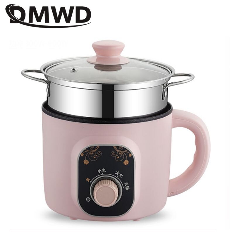 Dmwd 1.5L Mini Elektrische Multicooker Ontbijt Maker Noedels Fornuis Pot Pap Soep Kookpot Voor 1-2 mensen 220V