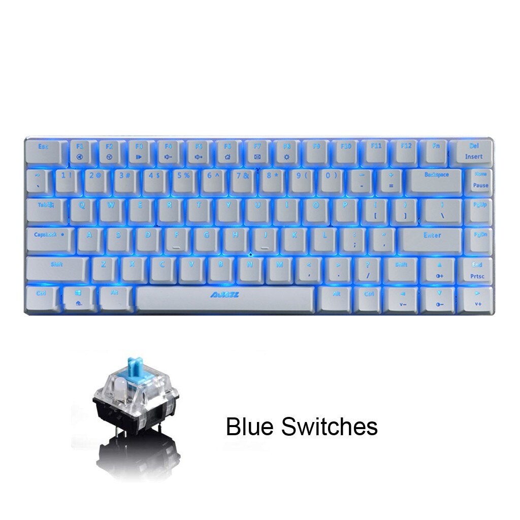 Teclado mecánico AK33, Teclado retroiluminado de 82 teclas para juegos, ordenador portátil, kit de juego para combo, color azul y negro