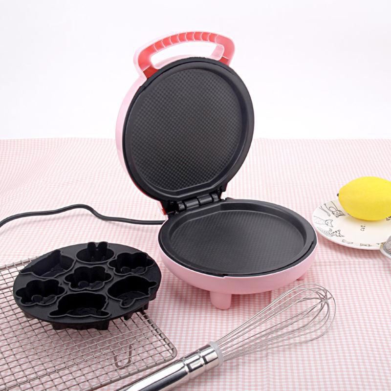 220V Elektrische Automatische Cake Machine Cartoon Wafel Sandwich Ontbijt Maker Uk