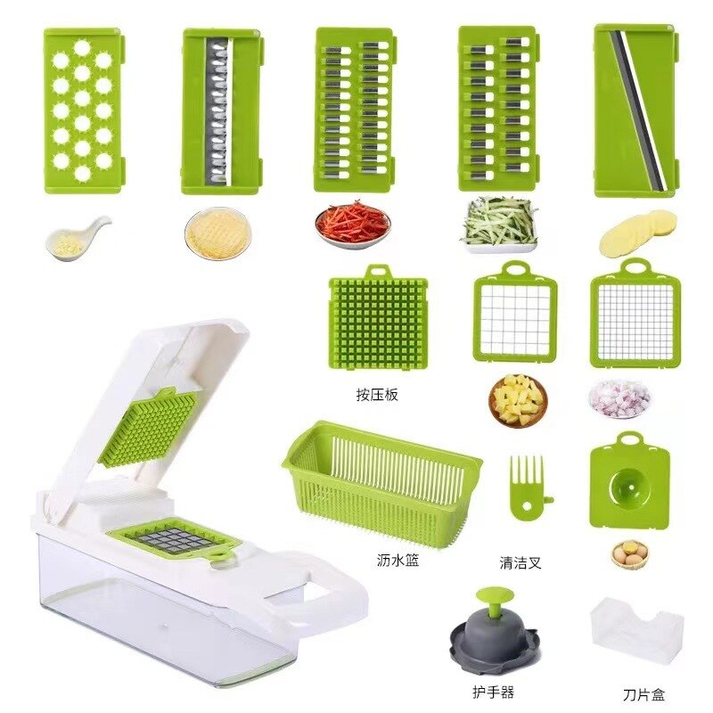 Kichen Accessories Multifunctional Vegetable Cutter Dicer Shredder Useful Kitchenwares for Home: white