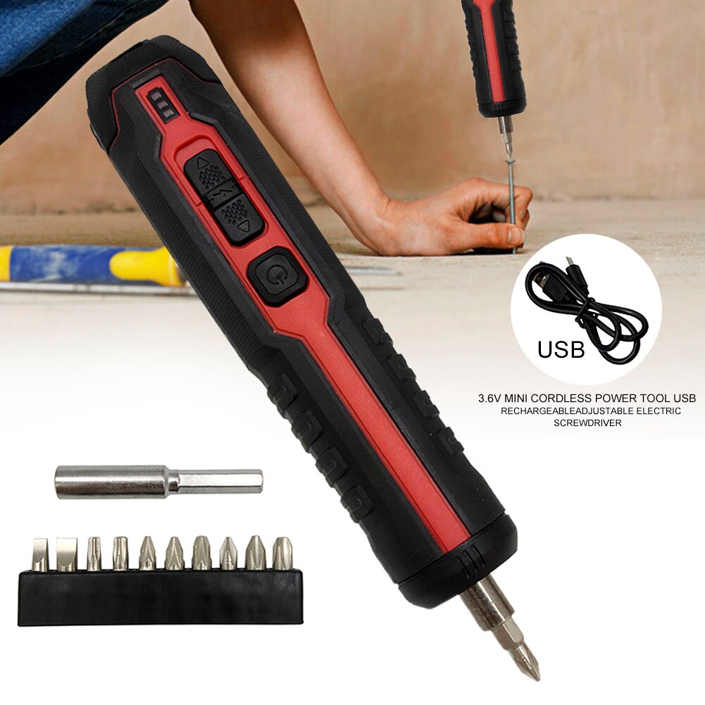 3.6V Usb Oplaadbare Verstelbare Boor Testen Draagbare Met Bits Elektrische Schroevendraaier Mini Cordless Power Tool Elektricien