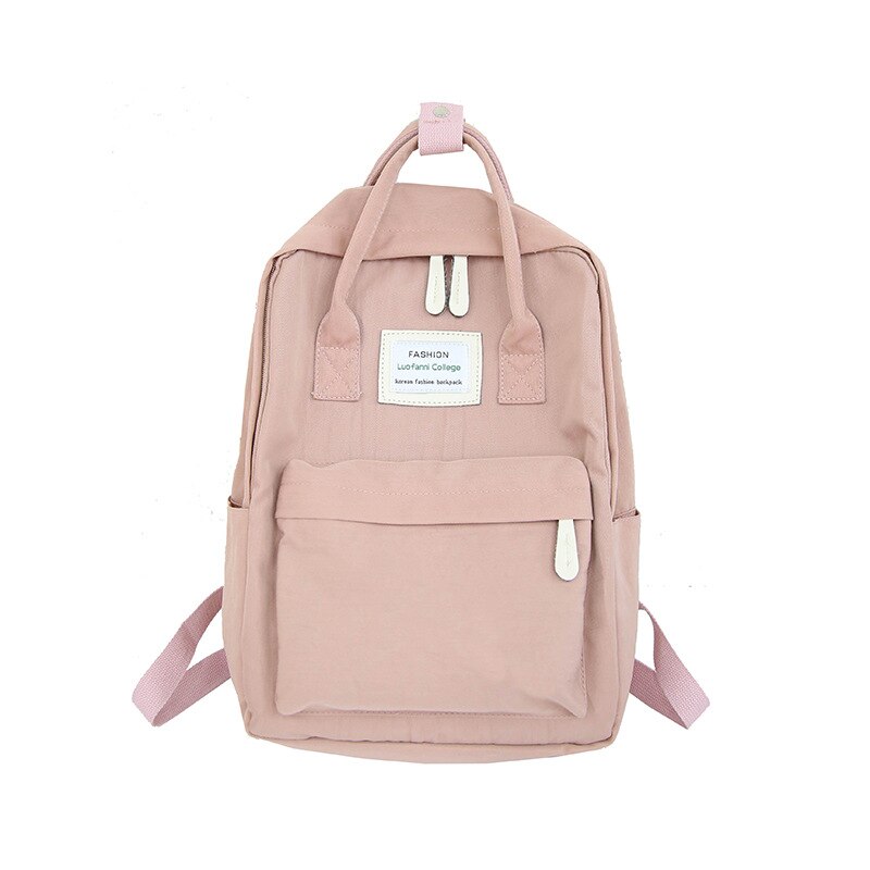 Kvinder lærred rygsække slik farve vandtæt skoletasker til teenagere piger store søde laptop rygsæk patchwork kawaii rygsæk: Lyserød