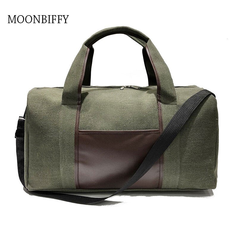 Men Canvas Simple Travel Luggage Handbags Women Solid Durable Duffel Shoulder Bags Female Crossbody Weekend Carry Organizer